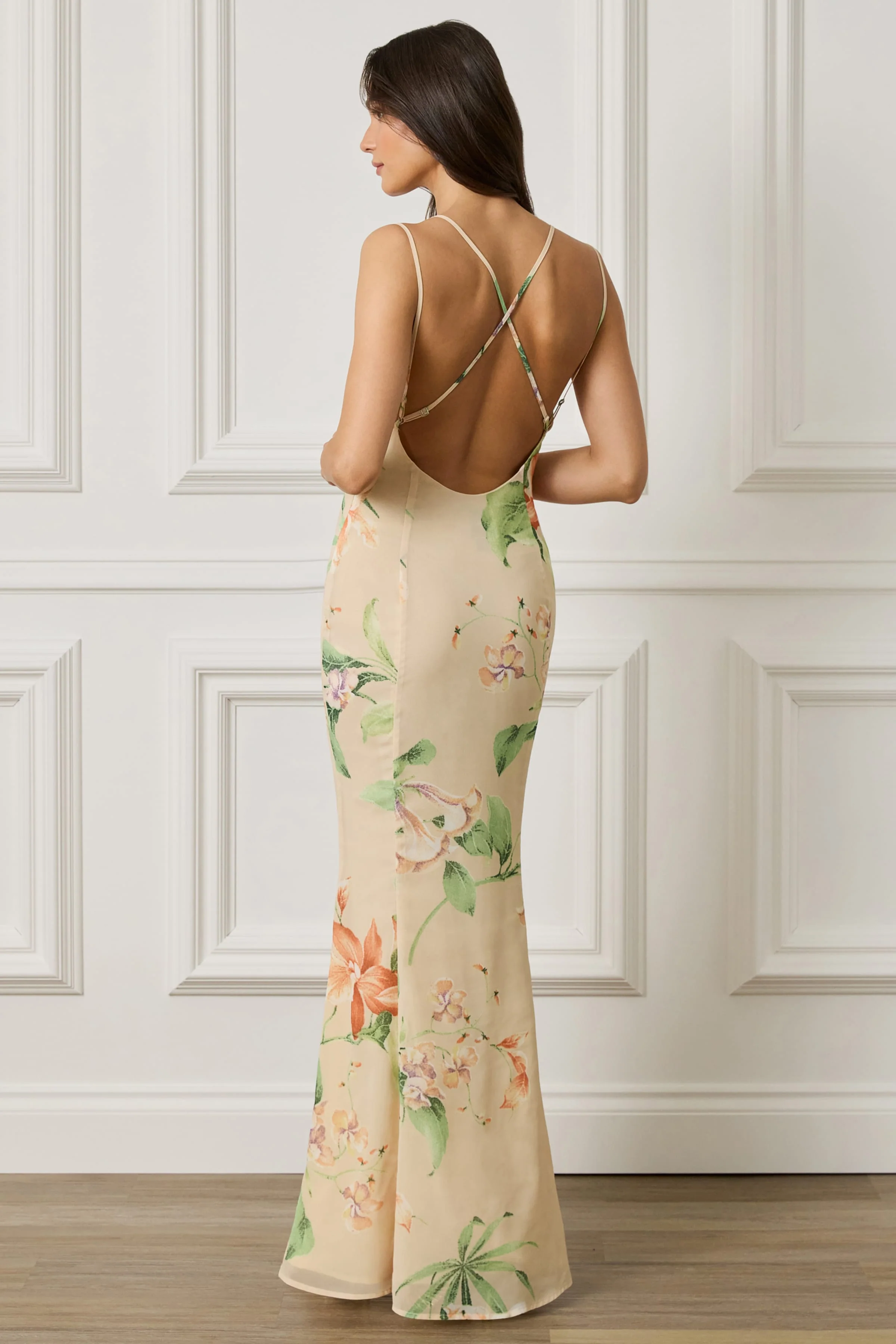 AMALIE Cowl Neck Maxi Dress in Oversized Floral Print - Image 3