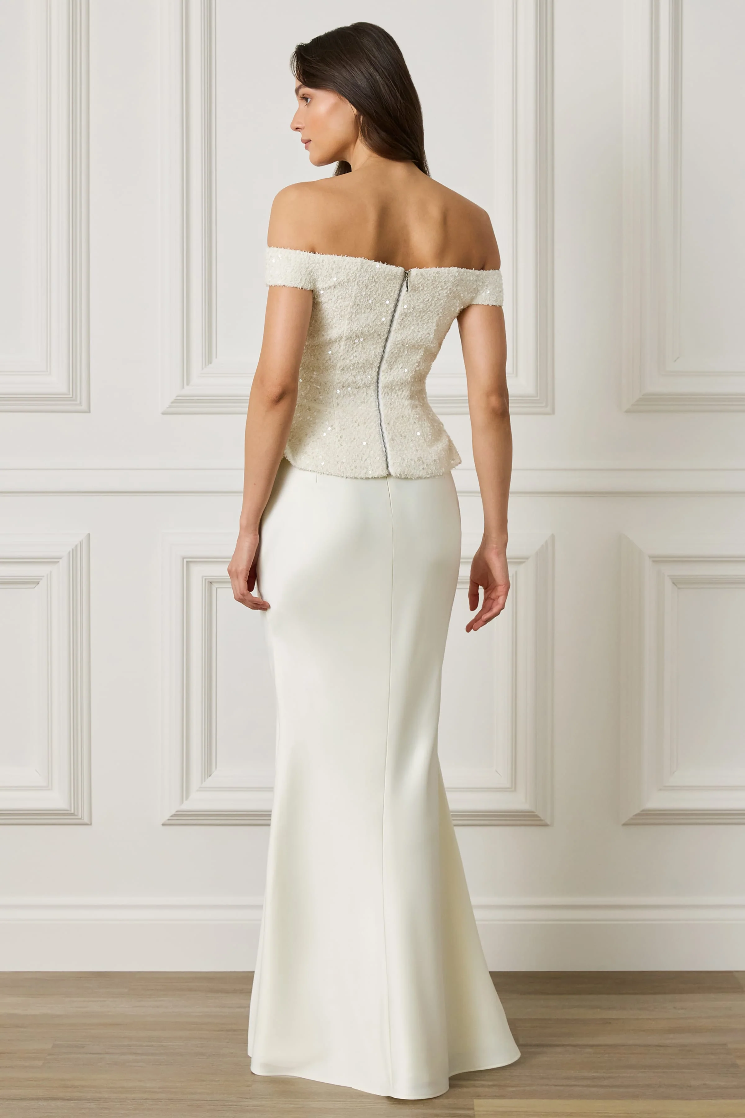 LENA Satin Maxi Skirt in Champagne - Image 4