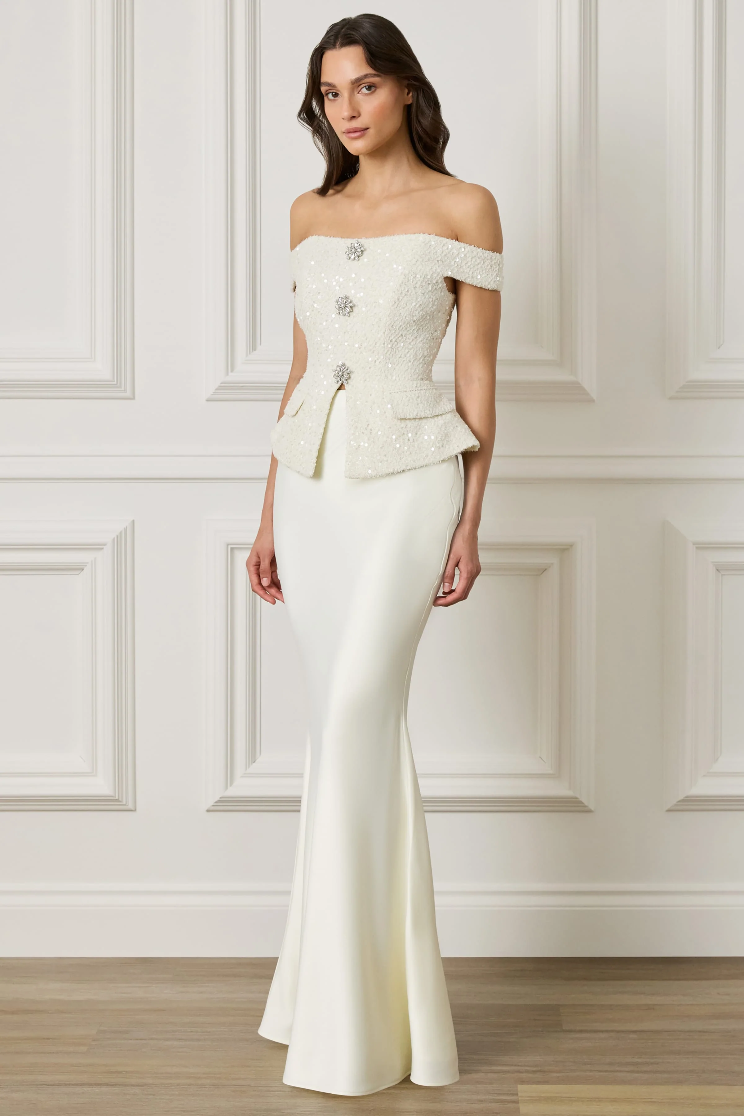LENA Satin Maxi Skirt in Champagne - Image 5