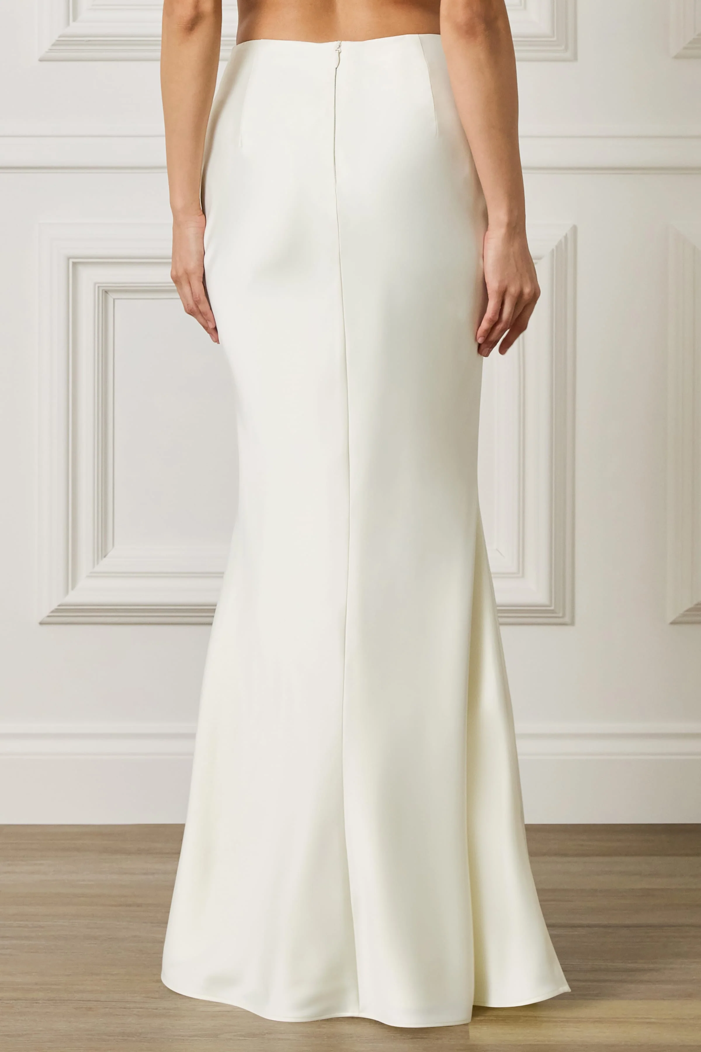 LENA Satin Maxi Skirt in Champagne - Image 3