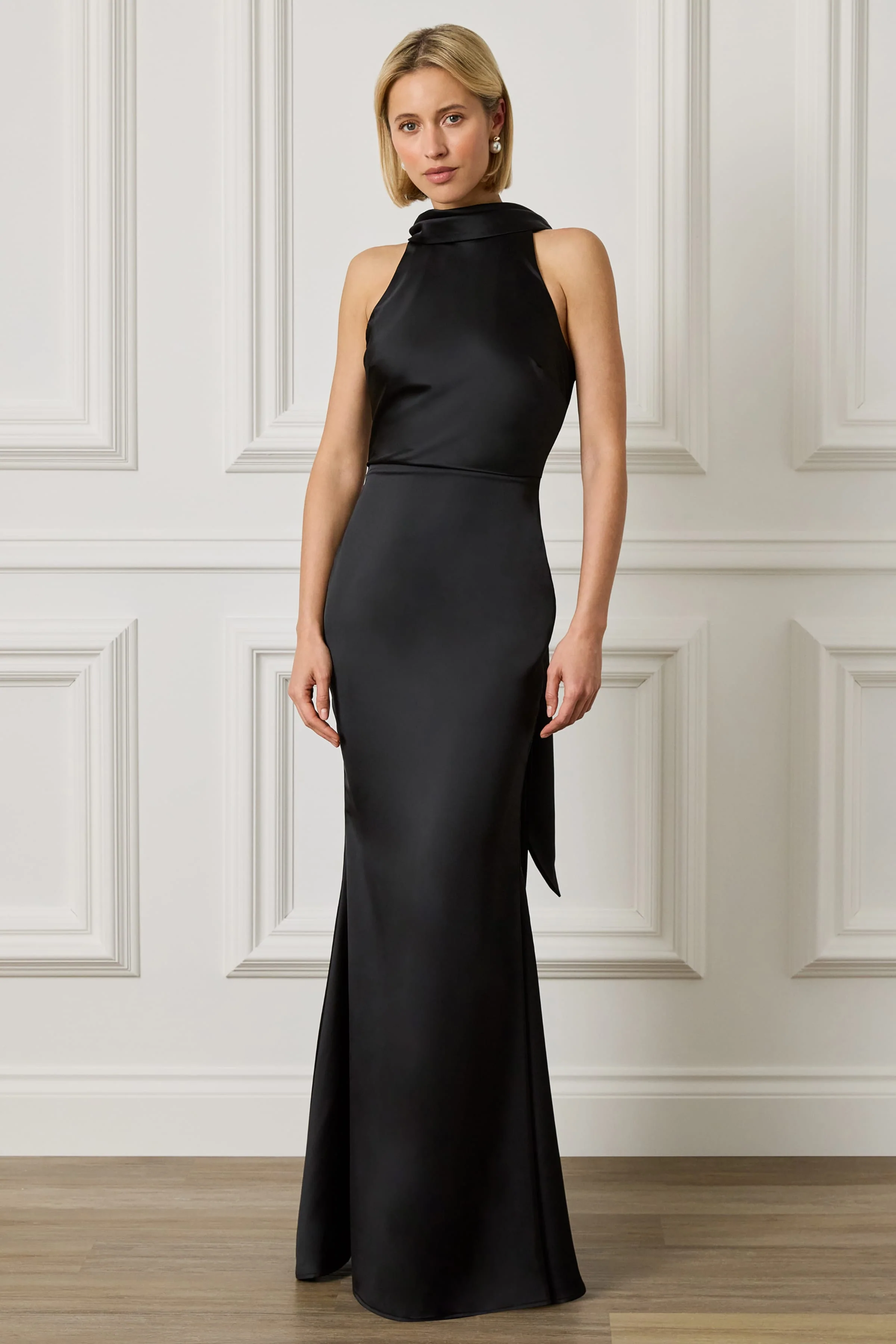 LIORA Scarf Detail Maxi Dress In Black - Image 3