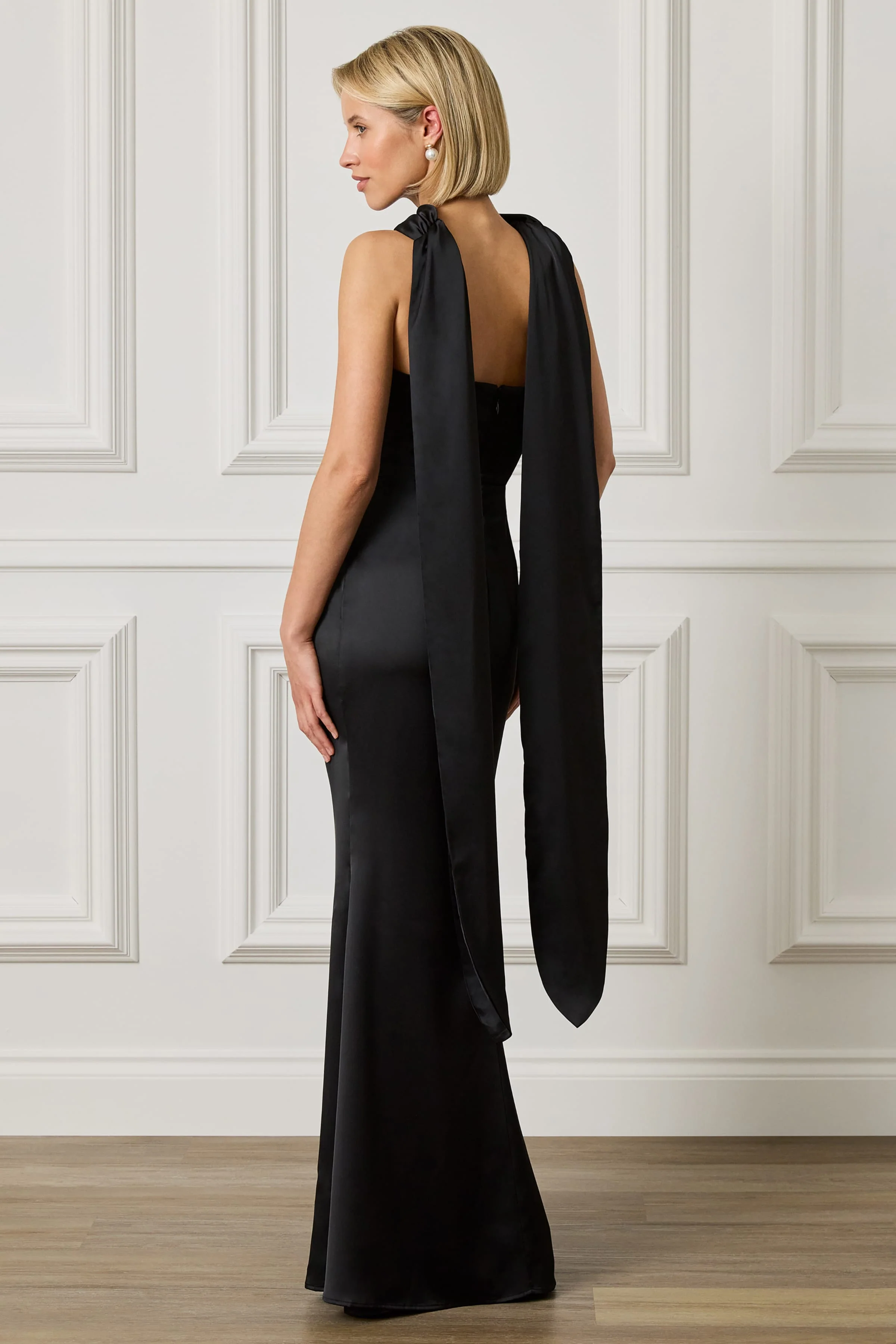 LIORA Scarf Detail Maxi Dress In Black - Image 4
