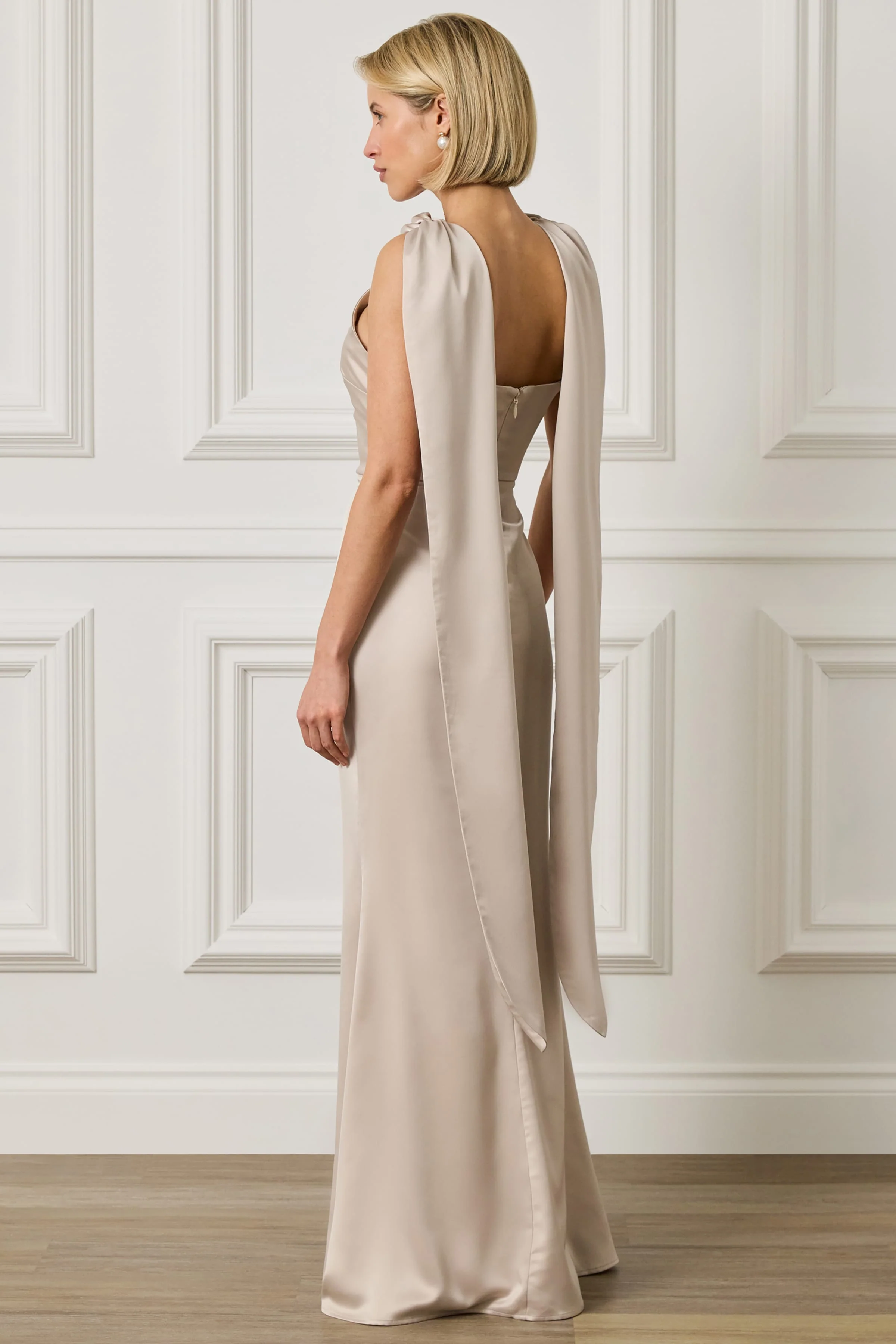 LIORA Scarf Detail Maxi Dress In Champagne - Image 2