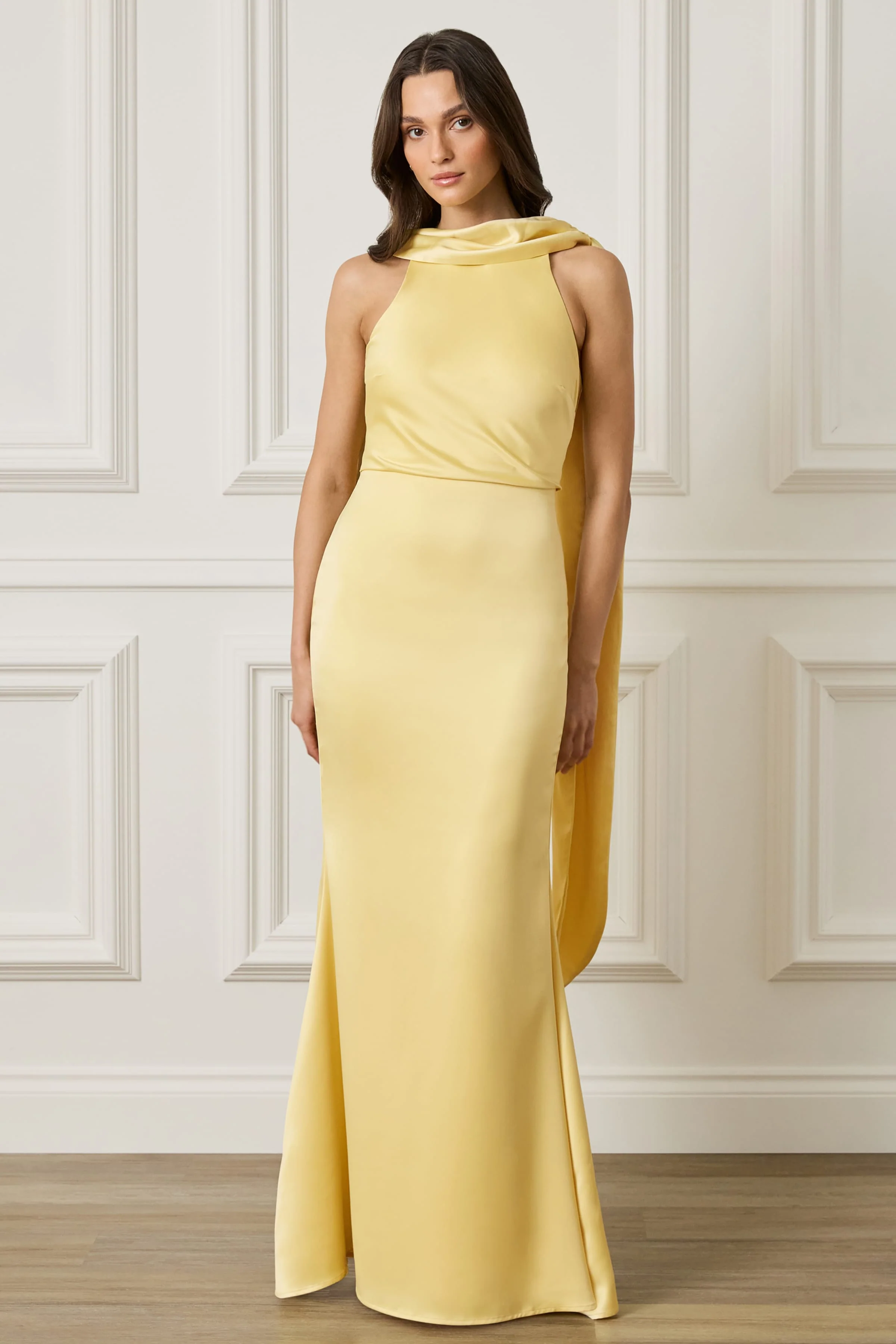 LIORA Scarf Detail Maxi Dress In Yellow - Image 3