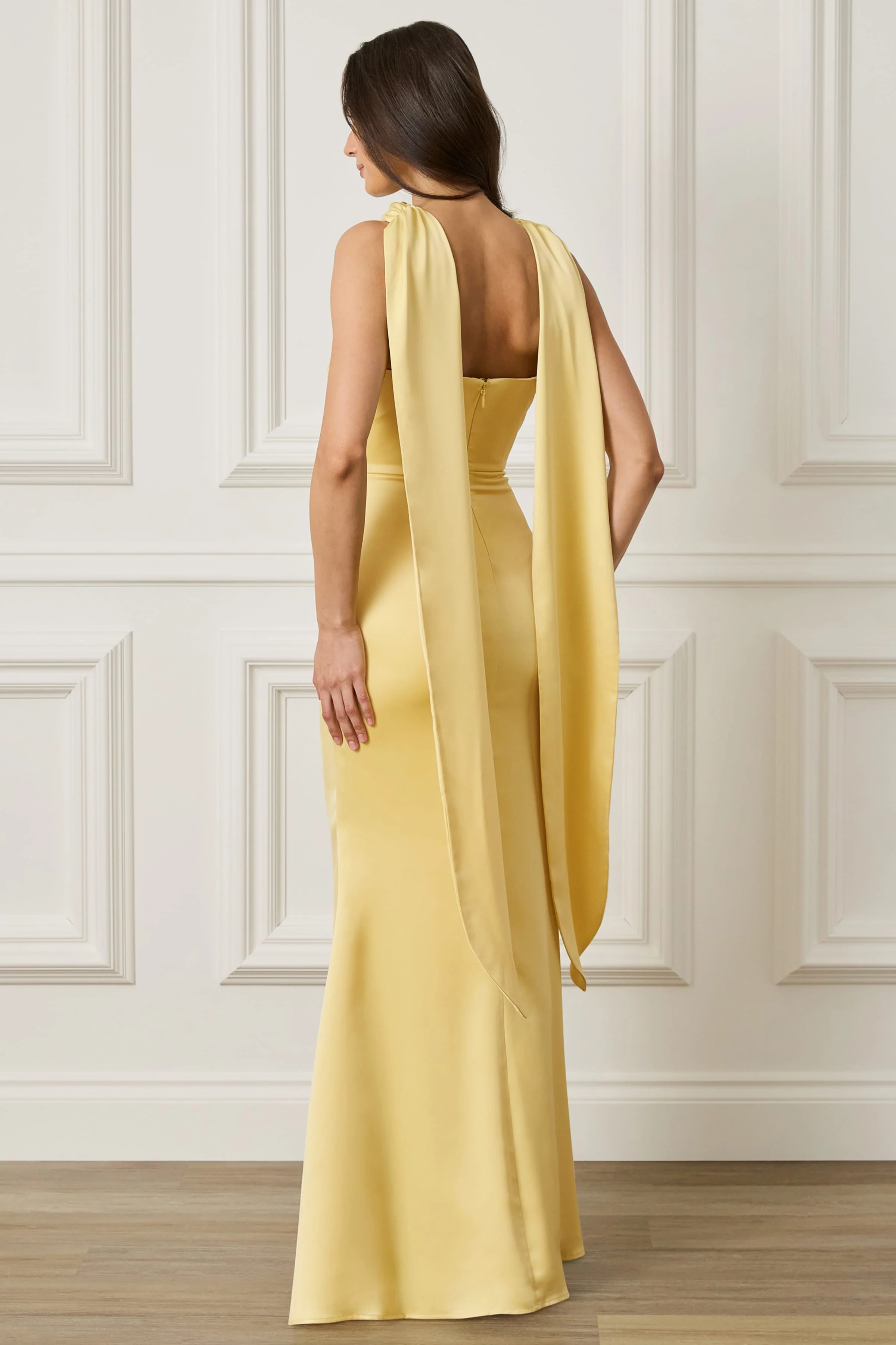 LIORA Scarf Detail Maxi Dress In Yellow - Image 4